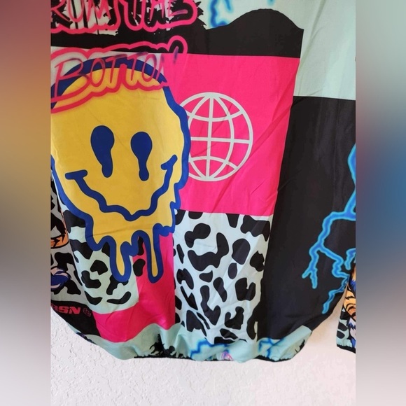 Reason Medium AOP Allover Print Half Zip Anorak Pullover Jacket Smiley Tiger - Picture 7 of 9